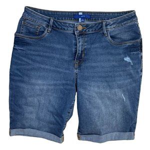 Apt. 9 Women's Bermuda Shorts Denim Jeans Rolled Cuff Size 14 Medium Wash
